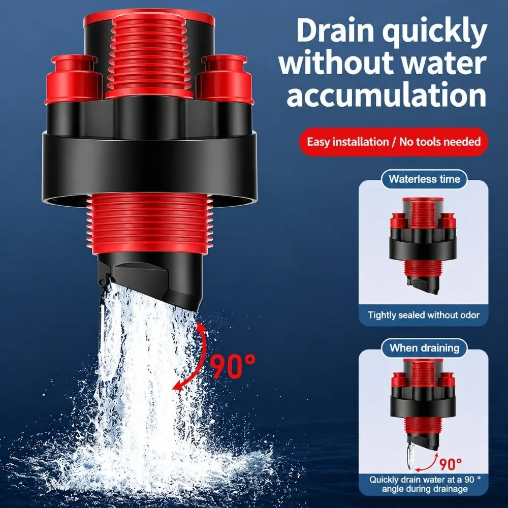 Anti Odor Sink Drain Pipe Adapter Sealing Ring 4 in 1 Dishwasher Water Pipe Connector Multifunctional Kitchen Basin Sewer Branch