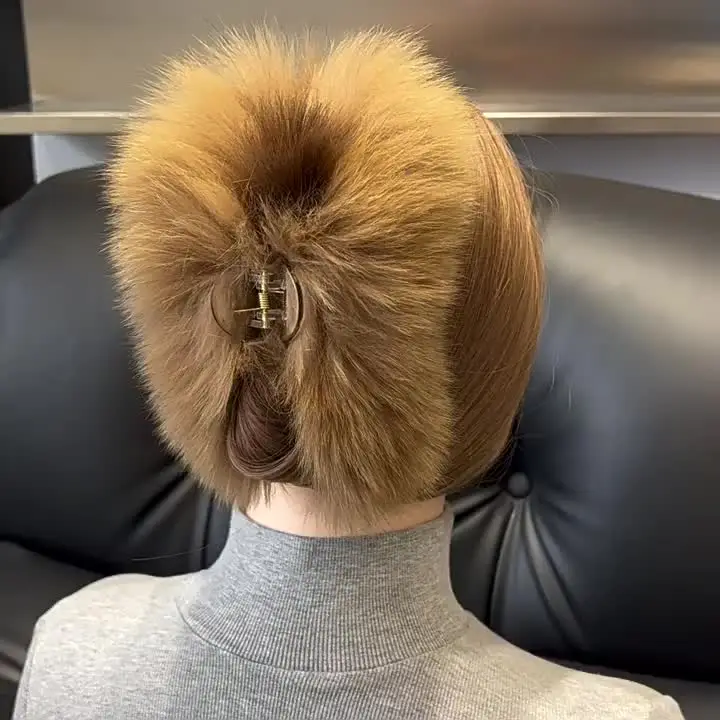 ريال فوكس الفراء مقاطع الشعر غطاء الرأس لطيف اكسسوارات للشعر للنساء أفخم خدش الشعر غطاء الرأس موضة بنات اكسسوارات للشعر