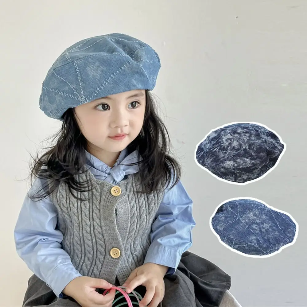 

Fashion Vintage Children's Beret Denim Korean Octagonal Hat Retro Outdoor Newsboy Cap