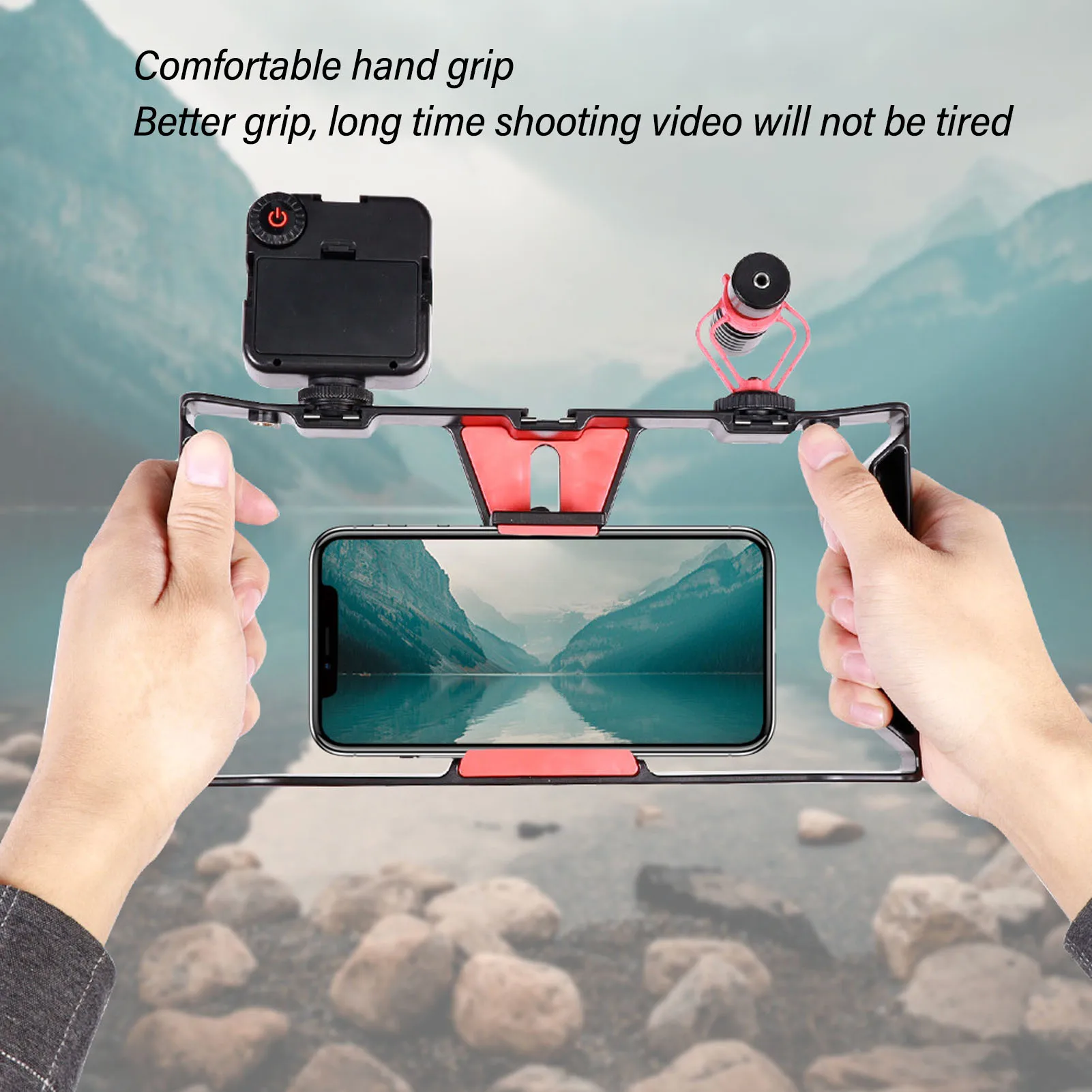 Phone Handheld Rabbit Cage Sturdy Phone Shooting Rig Stabilizer Cold Shoe Interface Adjustable for Portrait Recording for Live