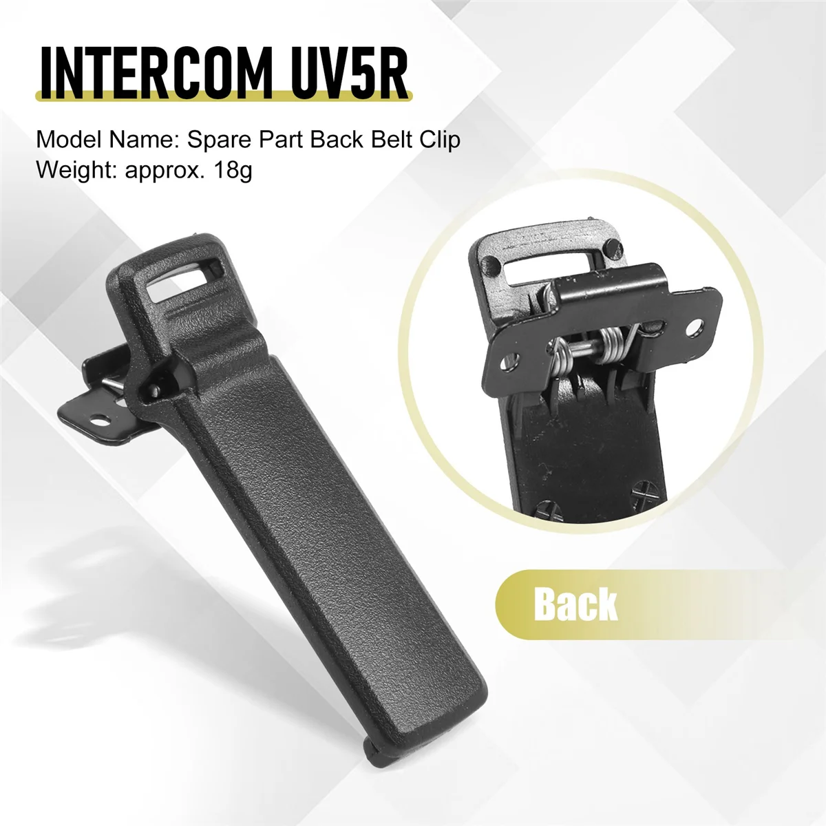 Clip de cinturón trasero para walkie-talkie, pieza de repuesto de 2 piezas para Radio bidireccional Baofeng UV5R, intercomunicador Baofeng UV5R / 5RA / 5R + / 5RB / 5RC