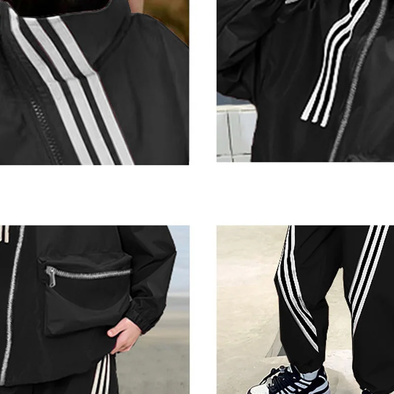 Fashion Boys And Girls Leisure Set Spring And Autumn New Teen Children Windproof Jacket Pants 2-Piece Set Cool