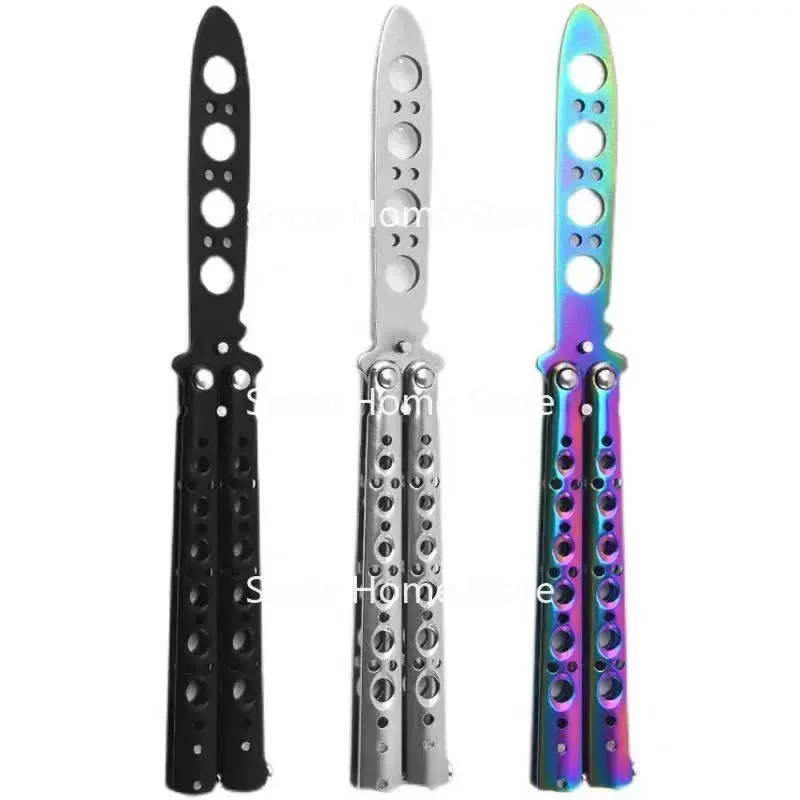 Portable Butterfly Training Knife Foldable Pocket Flail Knife Uncut Blade Butterfly Comb Training Tools