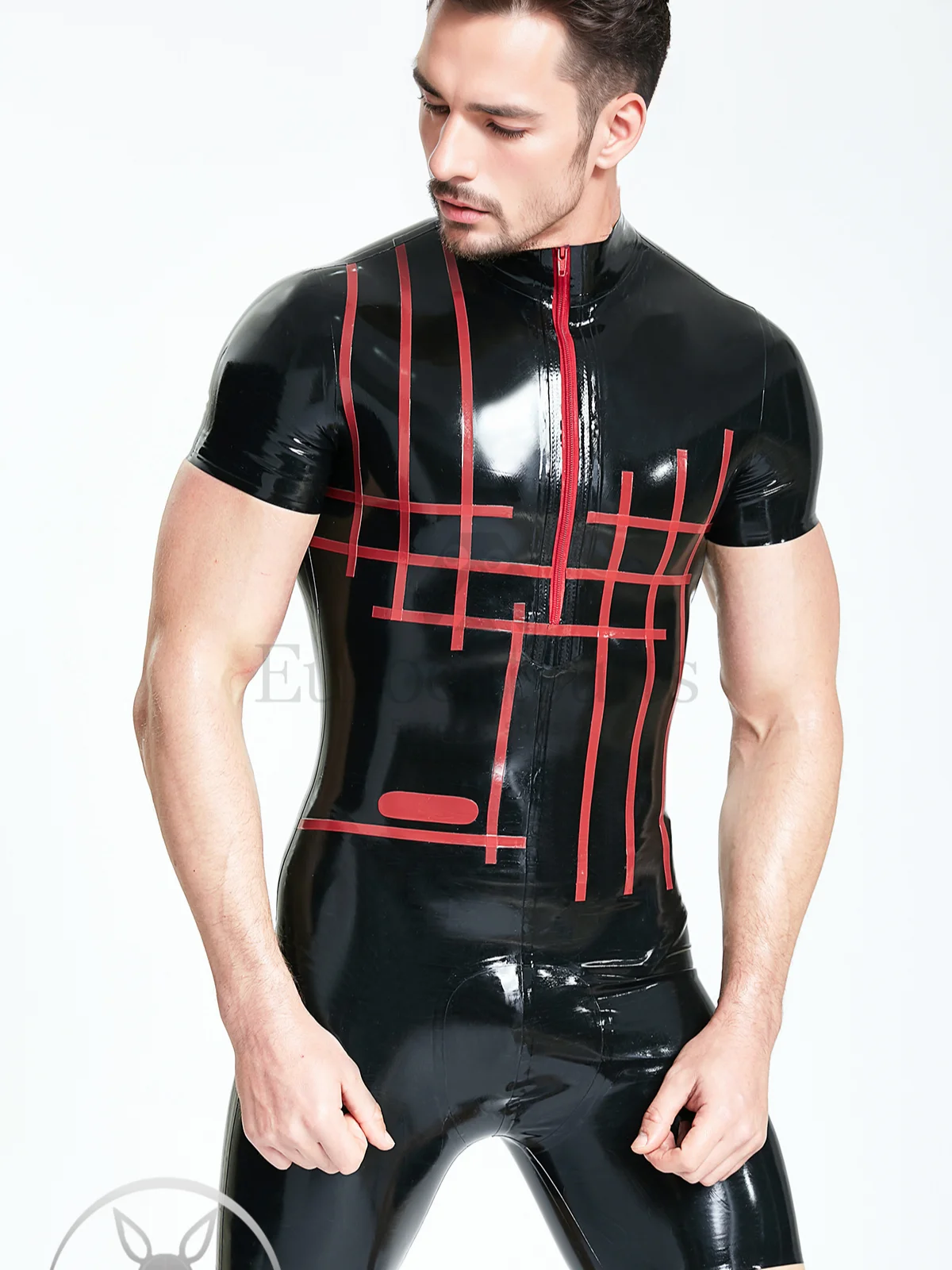 

latex catsuits men eurocat suits latex leotard rubber fetish customised clubwear cosplay Male 'Grid-Lock' Surfsuit