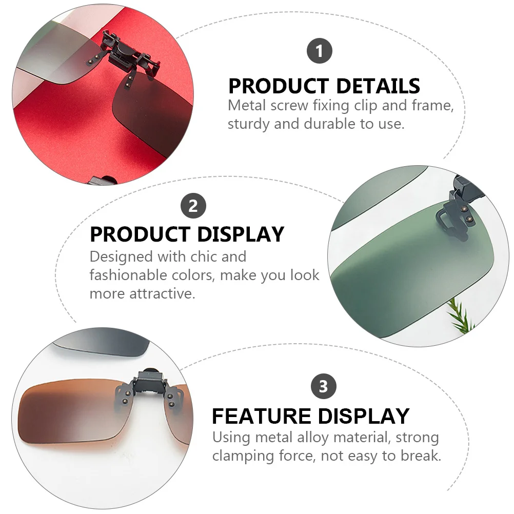 

3Pcs Polarized Clip Sunglasses Rimless Clip-on for Prescription Glasses Men Women Outdoor Driving Uv Protection