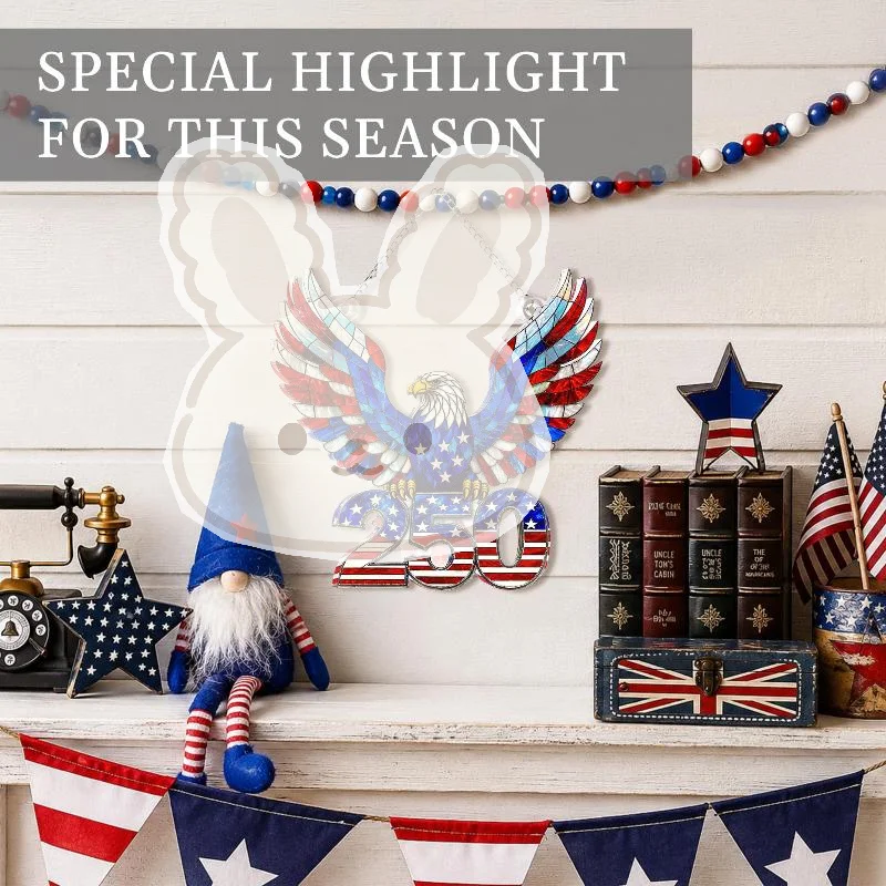 USA 250th Anniversary Eagle Hanging Ornament Weatherproof Patriotic Decor for Independence Day Garden Wall Decor