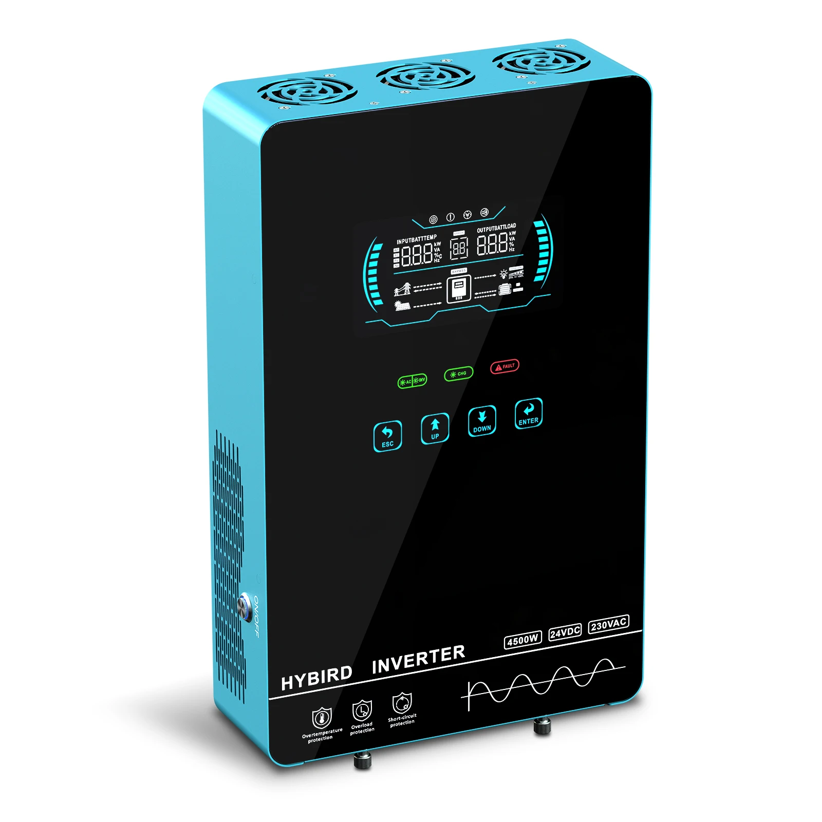 PV input 350Vdc Hybrid Solar Inverter, 4000W DC 24V to AC 120V with 140A MPPT Charge Controller support Lithium Battery