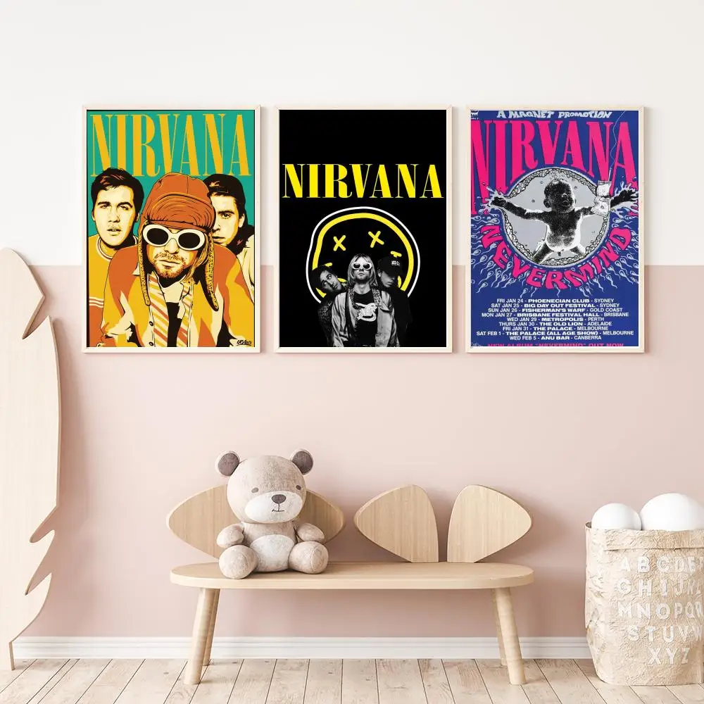 Band Hot N-Nirvana Classic Movie Poster Versatile HD Waterproof Wall Art Self-Adhesive Decor for Any Space Ideal Gift
