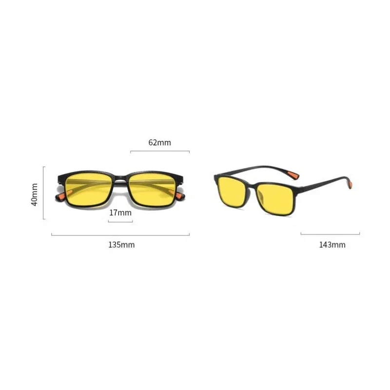 Fashionable Square Frame Anti-blue Light Night Vision Glasses Night Driving Anti-high Beam Glasses Outdoor Travel Sports Glasses - Image 6