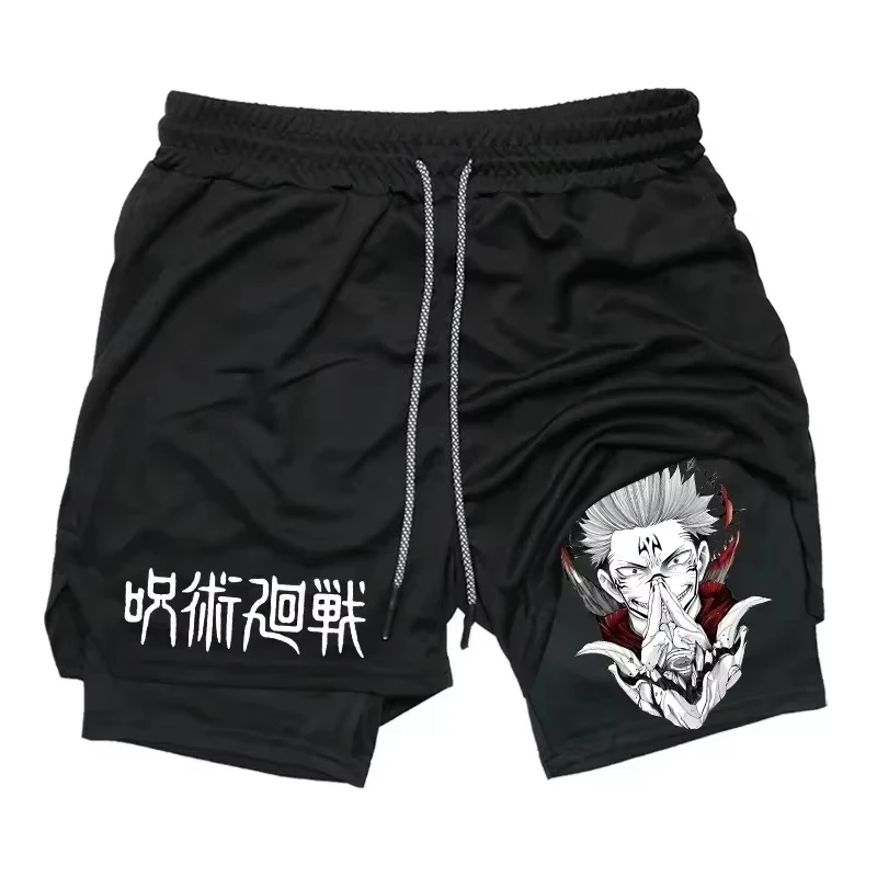 

Men's Jujutsu Kaisen Anime Print 2-in-1 Compression Shorts Quick Dry Gym Athletic Sports Shorts ZY00131