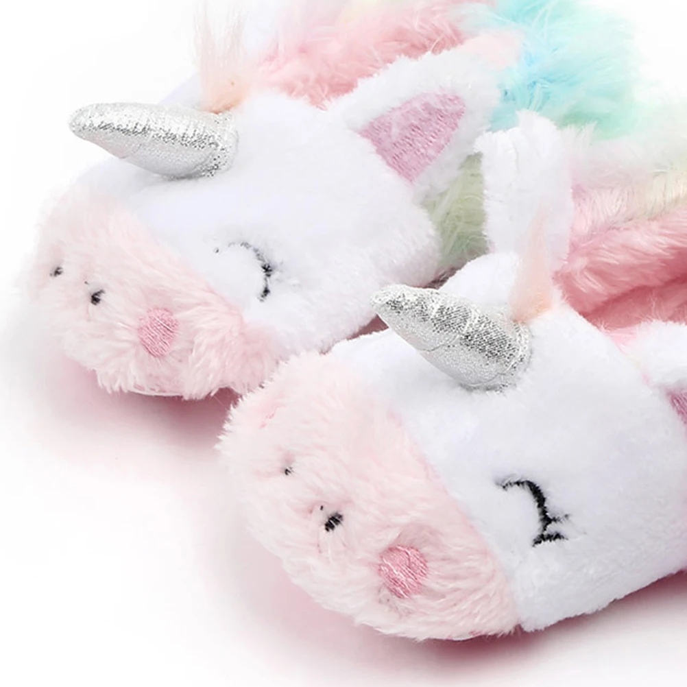 Chaussures d'intérieur chaudes en coton pour bébé, chaussures d'automne et d'hiver pour bébés âgés de 0 à 1 ans (licorne colorée 10.5cm)