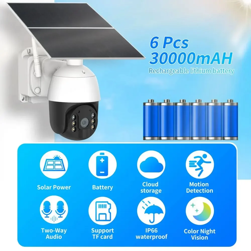 365 Days 24H Recording Ubox 2K 4G Solar Security Camera 4MP Wireless Outdoor 20W Solar Panel SIM Card WiFi PTZ Cctv Camera