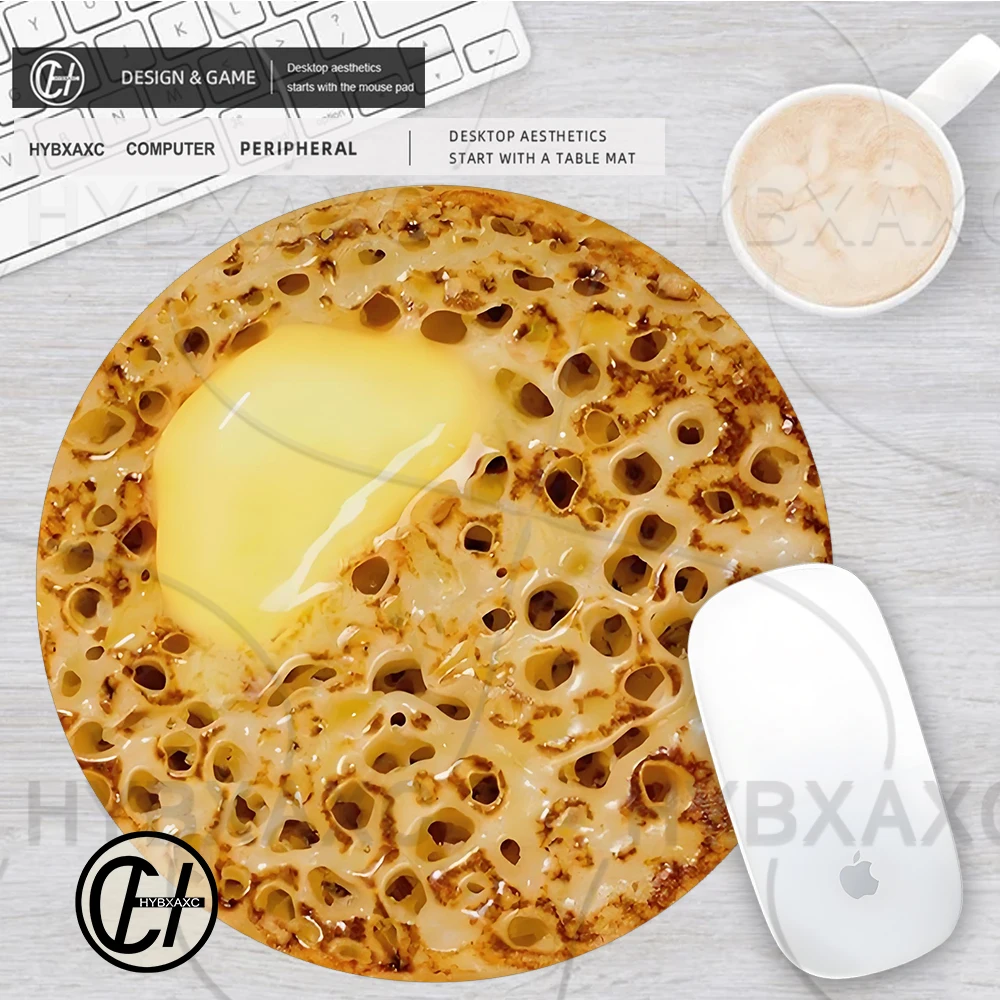Chocolate Chip Cookie Mouse Pad Buttery Crumpe Round Mouse Pad Desktop Computer Keyboard Wireless Mouse Girl Gift for Play games