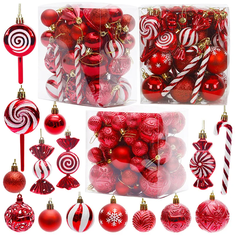 36/40/50pcs Red Christmas Ball Ornaments Special-shaped Christmas Tree Party Decoration New Year Christmas Spheres Pendant