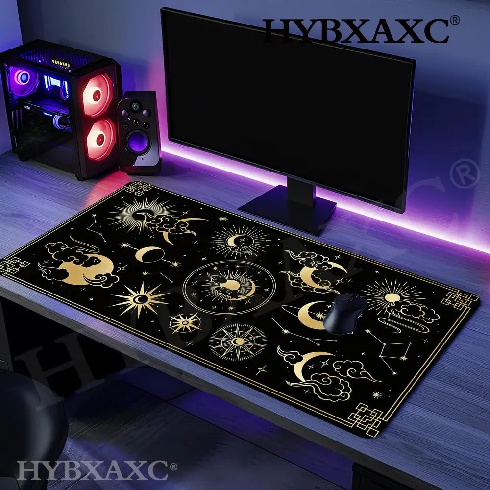 

HYBXAXC Charming Oversized Purple Card Moon and Stars Gaming Mouse Pads, Anti-slip Durable Table , Suitable for and Office Use