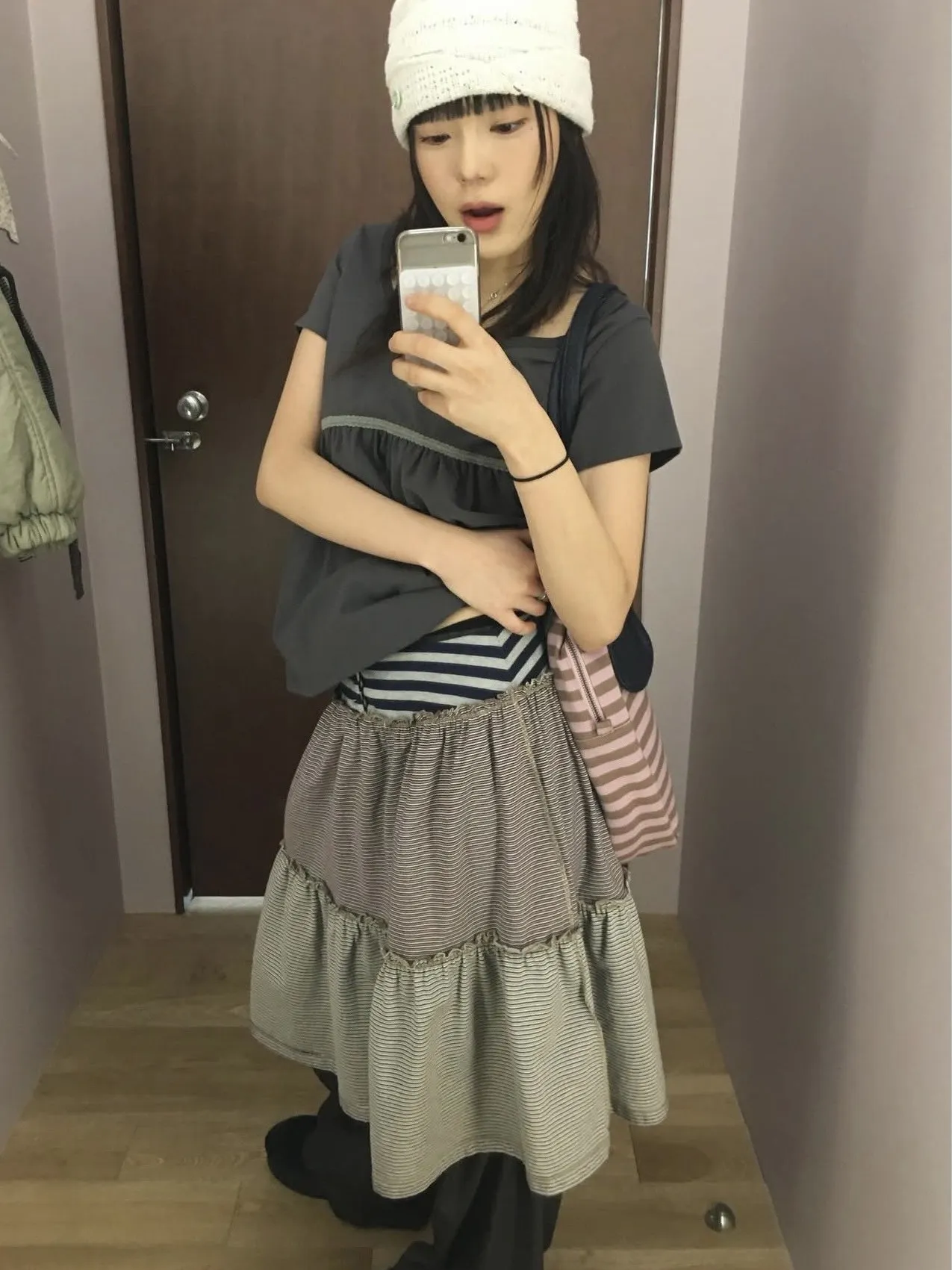 Spring 2026 Coysei Color Block Stripe Wrap Skirt Casual Style A-Line Half-length Unique Design Wide And Narrow Stripe Skirt