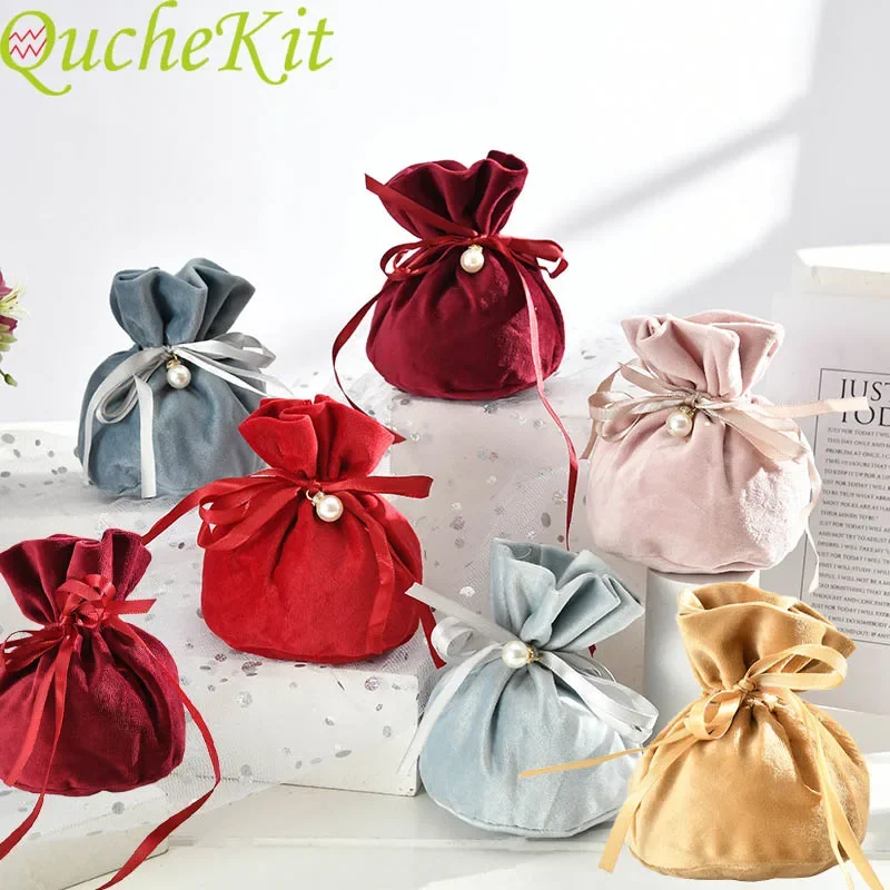 Easter Velvet Gift Packing Bags Valentines Day Chocolate Candy Bags For Wedding Christmas Gift Pouches Velvets Jewelry Organizer