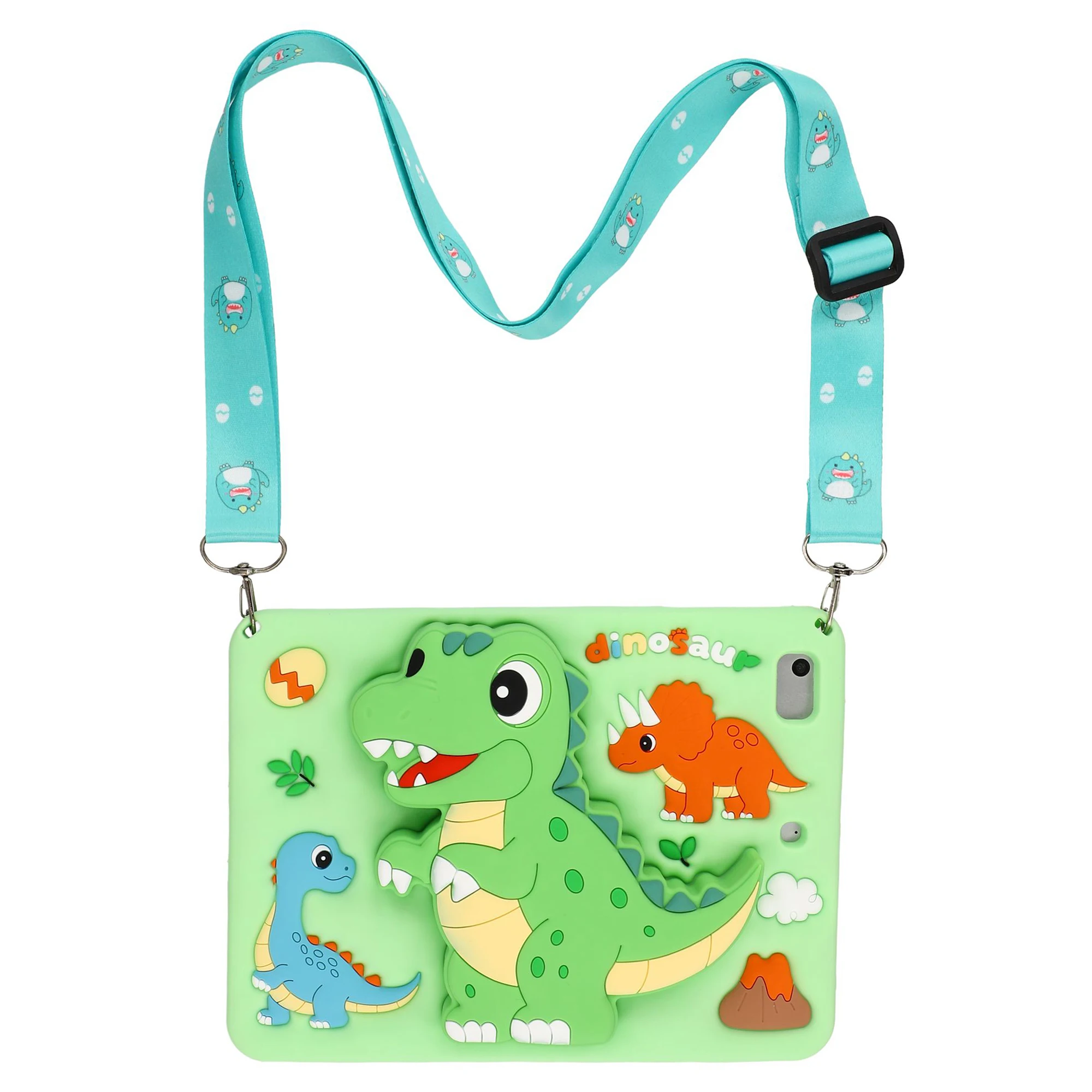 Dinosaur Tablet Case for iPad mini (2019) 7.9 inch / mini 4 / 3 / 2 / Mini , Retractable Kickstand Silicone Cover with Shoulder