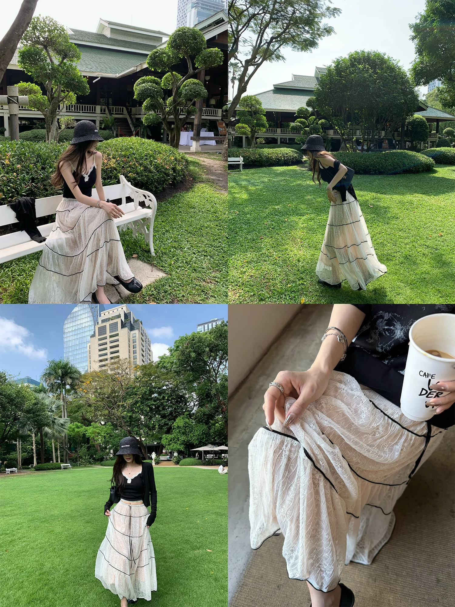 Superniniyy Caramel Milk Cover Cool Heavy Embroidery Lace Skirt Long Half-length Summer 2026 Korean Style High Waist Umbrella...