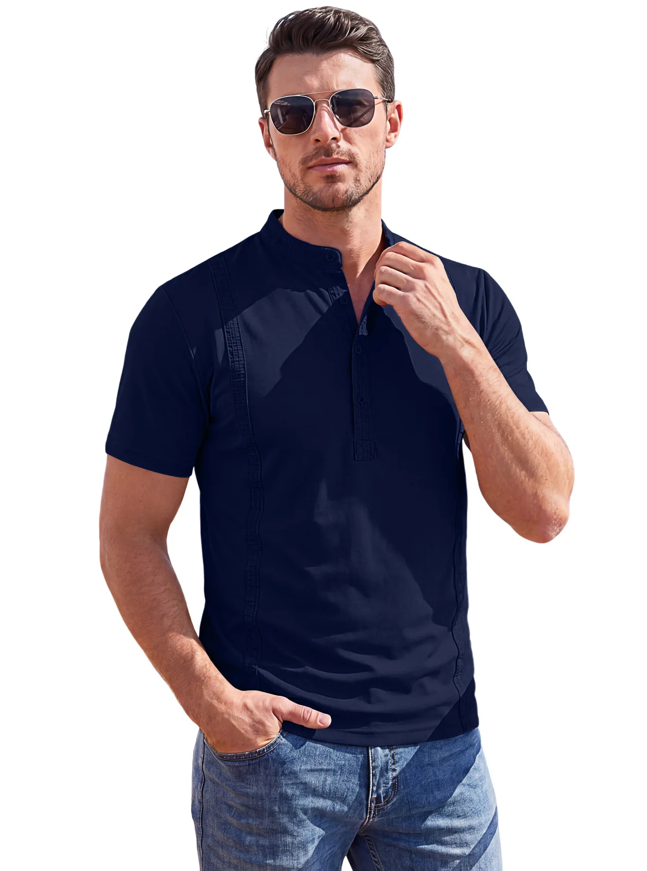 New Summer Men Solid Twill Lapel Polo Shirts Breathable Short Sleeve Lightweight Versatile Daily