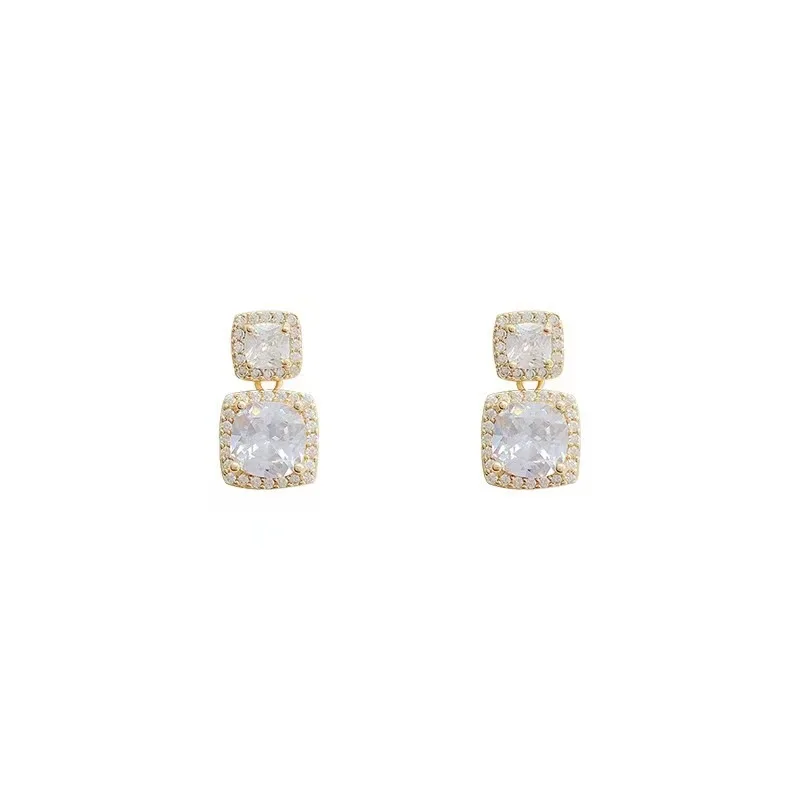 Geometric Stud Earrings for Women Square Oval Rhinestone Earrings Party Weddings Sparkle Gorgeous Jewelry