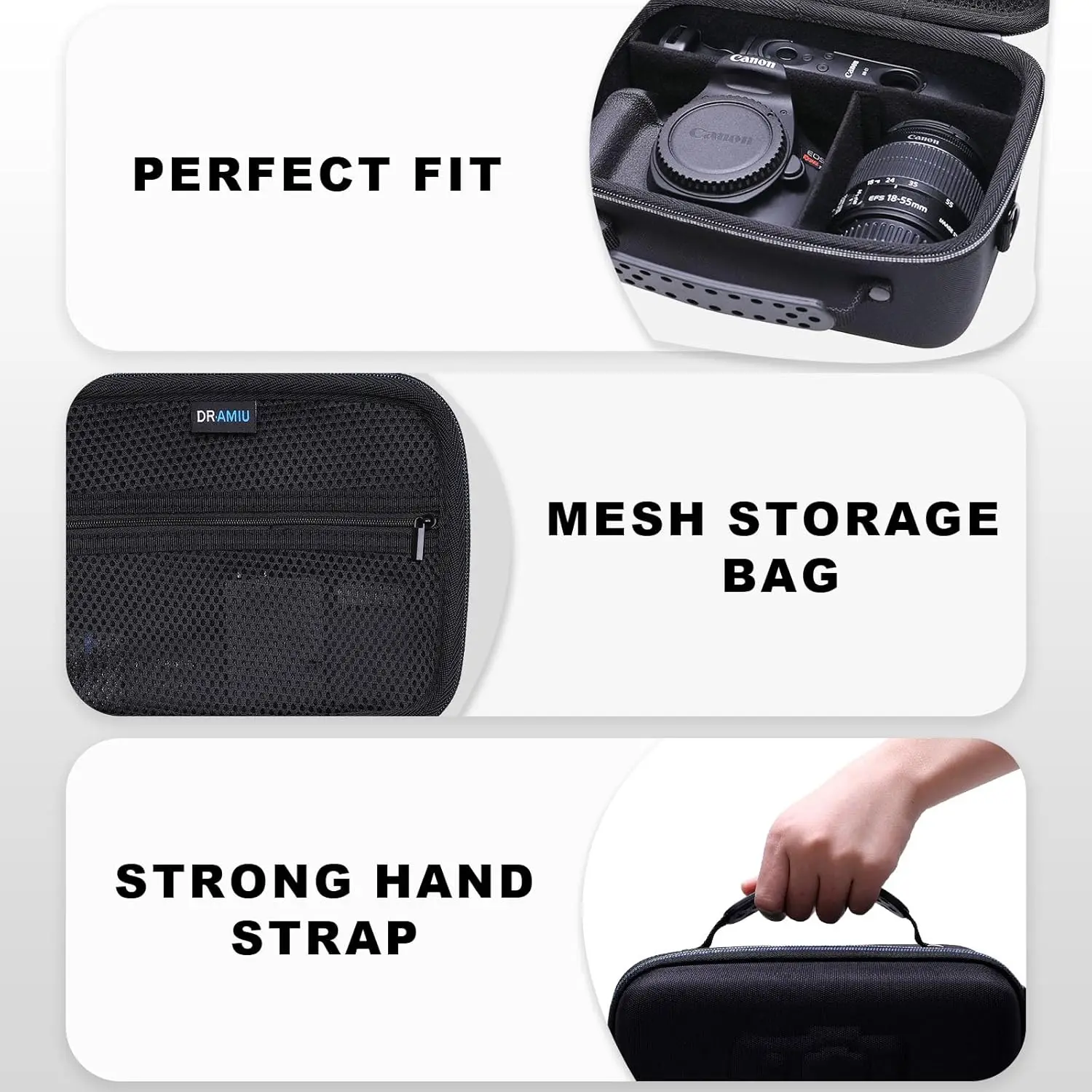 Estuche rígido para cámaras Canon EOS Rebel T7/R50/R6 Mark II/R100/R8/RP/R50V/R5 Mark II/SL3/5D Mark IV/R10/R7/R5/90D/T6/T100, lentes, T