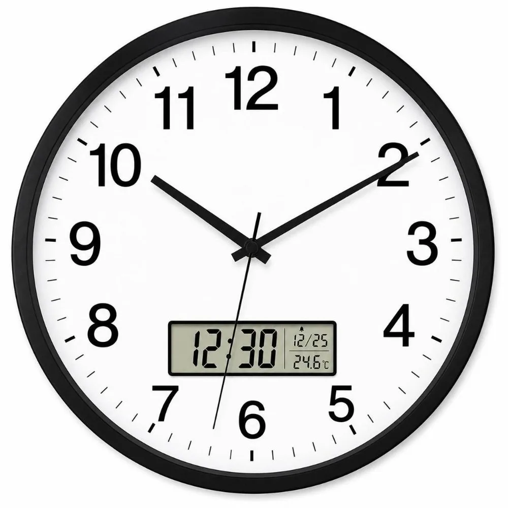 10 Inch Round Wall Clocks with Calendar Easy-to-read Hanging Clock Battery Operated Accurate Numerals Digital Calendar Clock