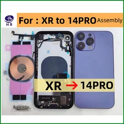 Housing For XR Like 14 Pro Assembly XR To 14 Pro DIY Back Cover Battery Middle Frame Replacement Wireless charging Wifi line 13p