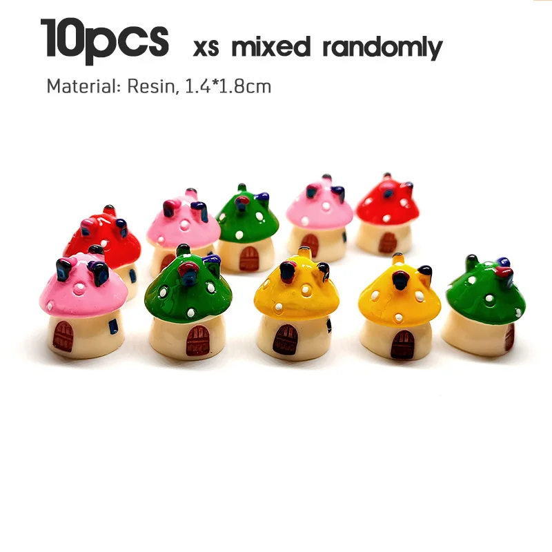 10-pack Mini Green Tree Fairy House Mushroom Micro Garden Miniature Figurines Forest Lawn Terrarium Decor Carft DIY Accessories