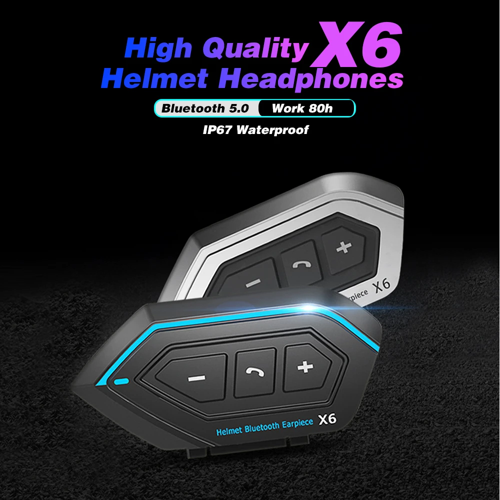 

Motorcycle Bluetooth 5.0 Helmet Intercom Wireless Hands-Free Telephone Call Kit Stereo Anti-Interference Interphone Music Player