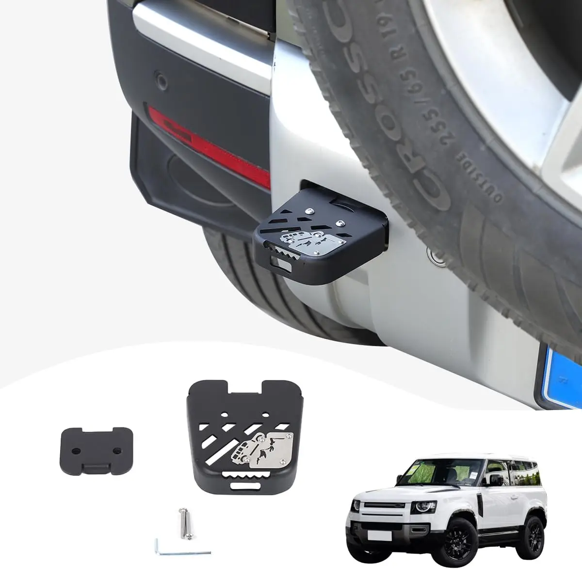 

Steel Car Rear Bumper Towing Hitch Steps For Land Rover Defender 90 110 130 2020-25 Bumper Trailer Steps Anti Slip Hitch Plate