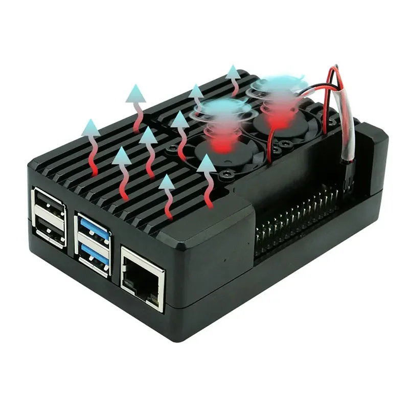 Custodia per dissipatori di calore con ventola di raffreddamento in alluminio Raspberry Pi 4 per Raspberry Pi 4 modello B