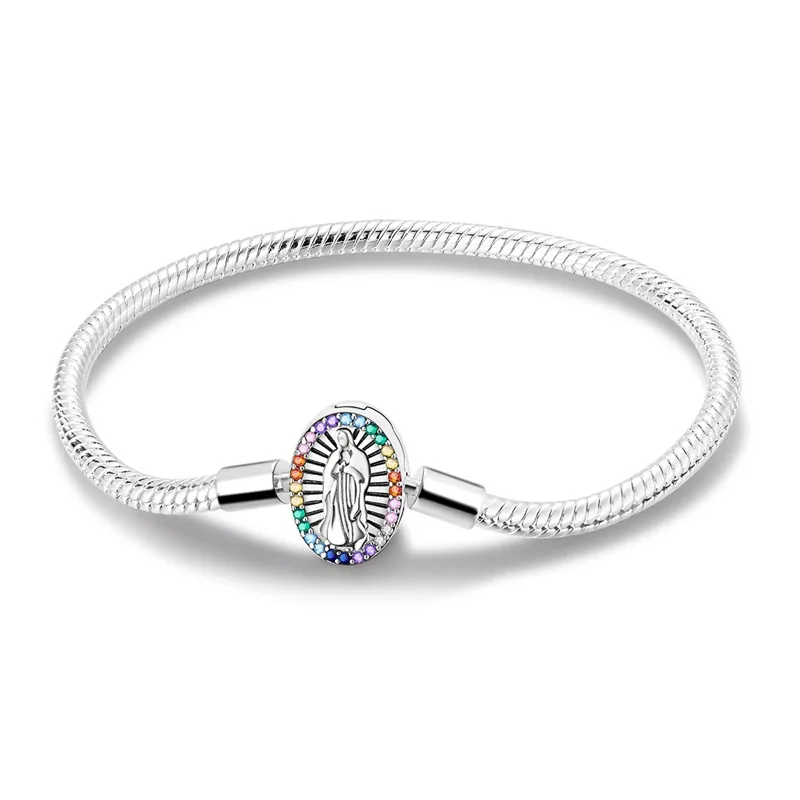 New 925 Silver Creative Mysterious Eye Women's Festival Gift Love Heart Feather Faith Bracelet Fashion Lover DIY Charm Jewelry