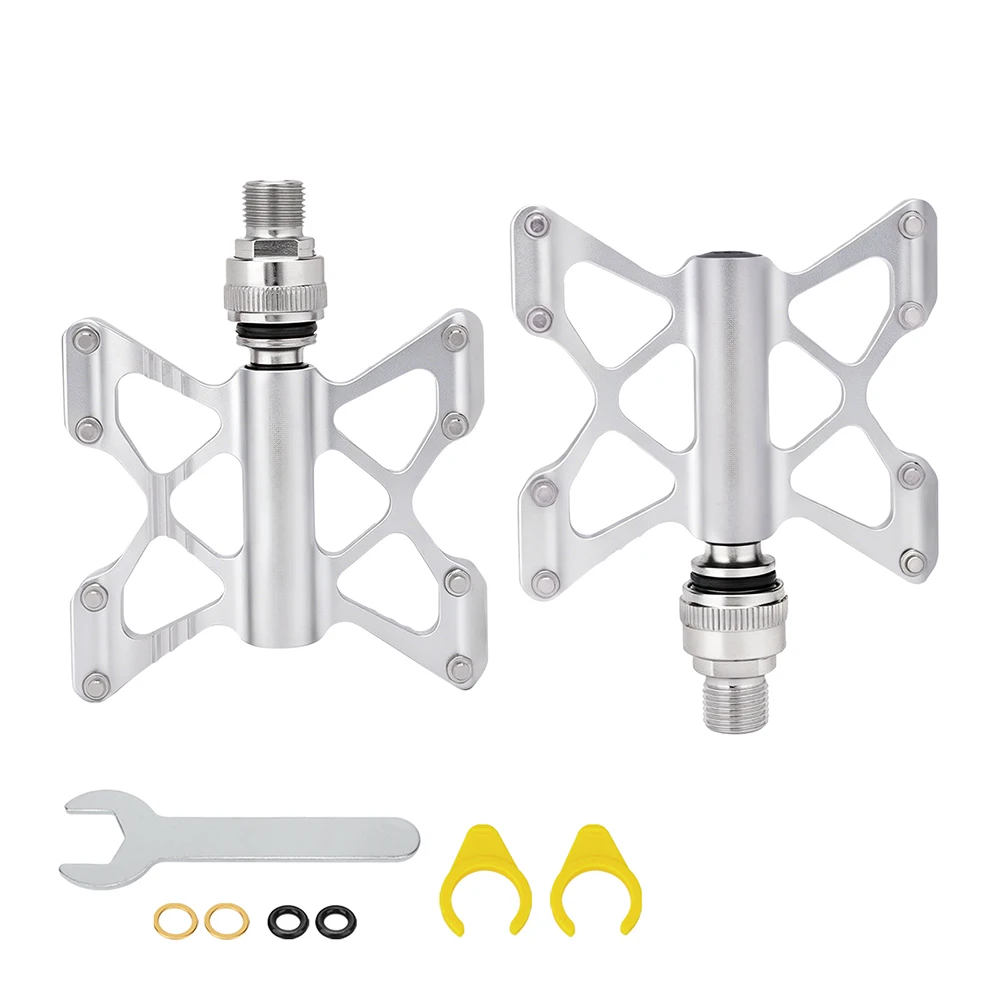 Lightweight Aluminum Folding Bike Pedals with for Quick Release Mechanism and Anti-Slip Pins for Smooth Rotation and Secure