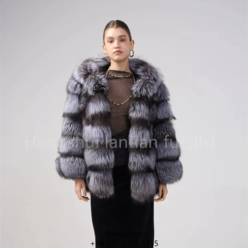 

Женская зимняя куртка из натурального меха чернобурки, утолщенная, теплая, модная, новая модель