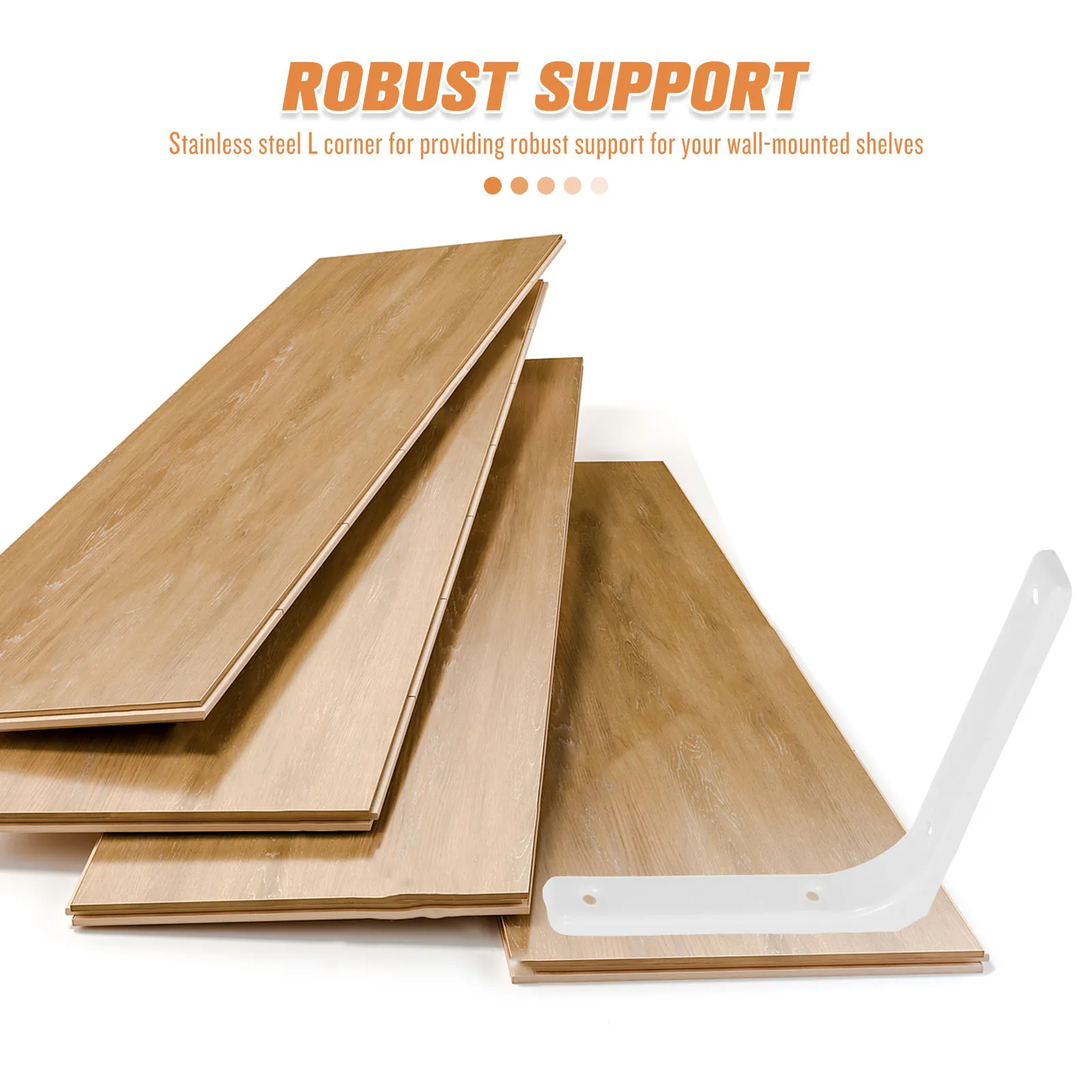 4pcs Stainless Steel L-Shaped Brackets Heavy-Duty Shelf Supports for Wood Furniture, Wall-Mounted & Floating Shelves