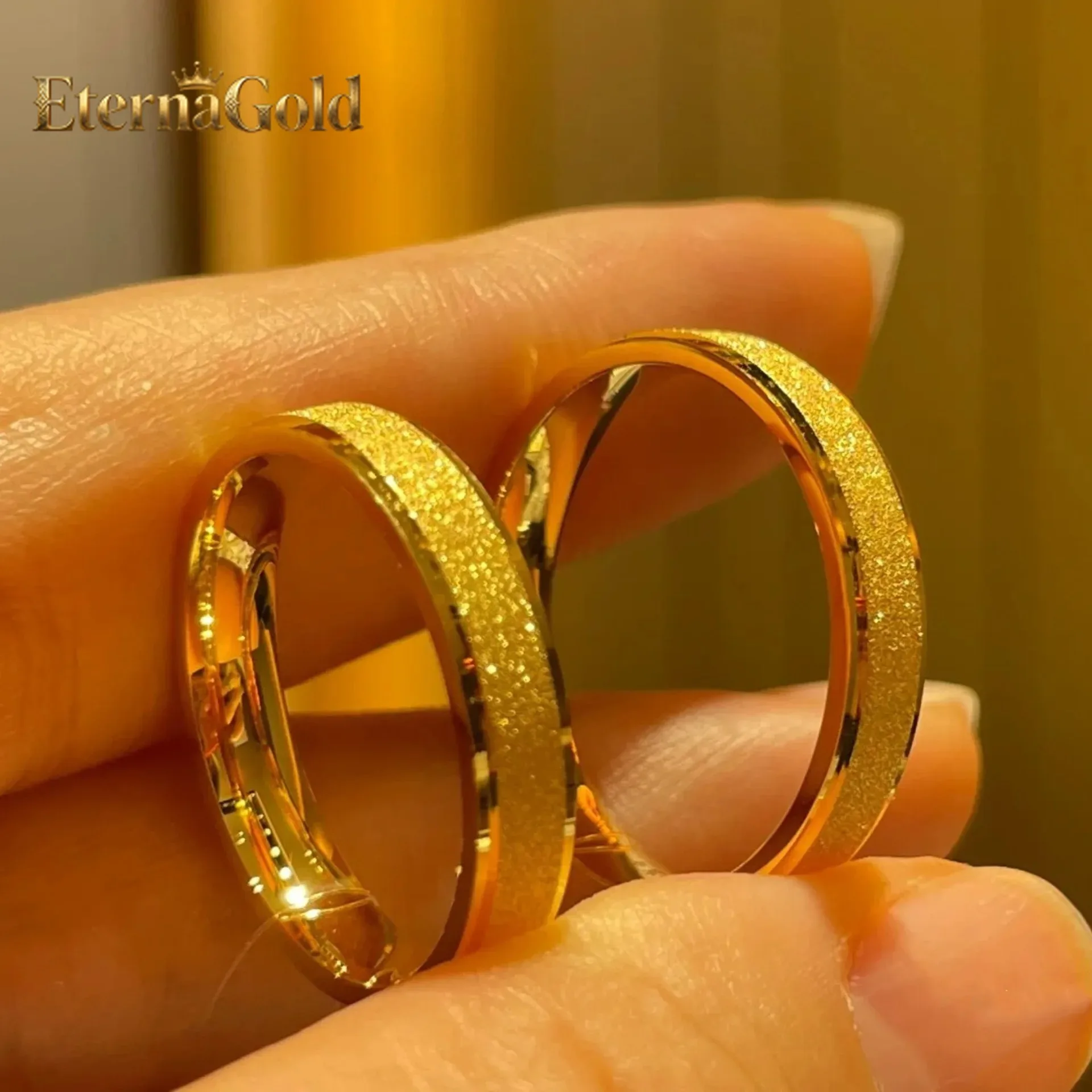 

EternaGold 24K AU999 Pure Gold Couple Ring - Men's and Women's Fashion New Matte Smooth Design | Ideal Gold Jewelry Gift