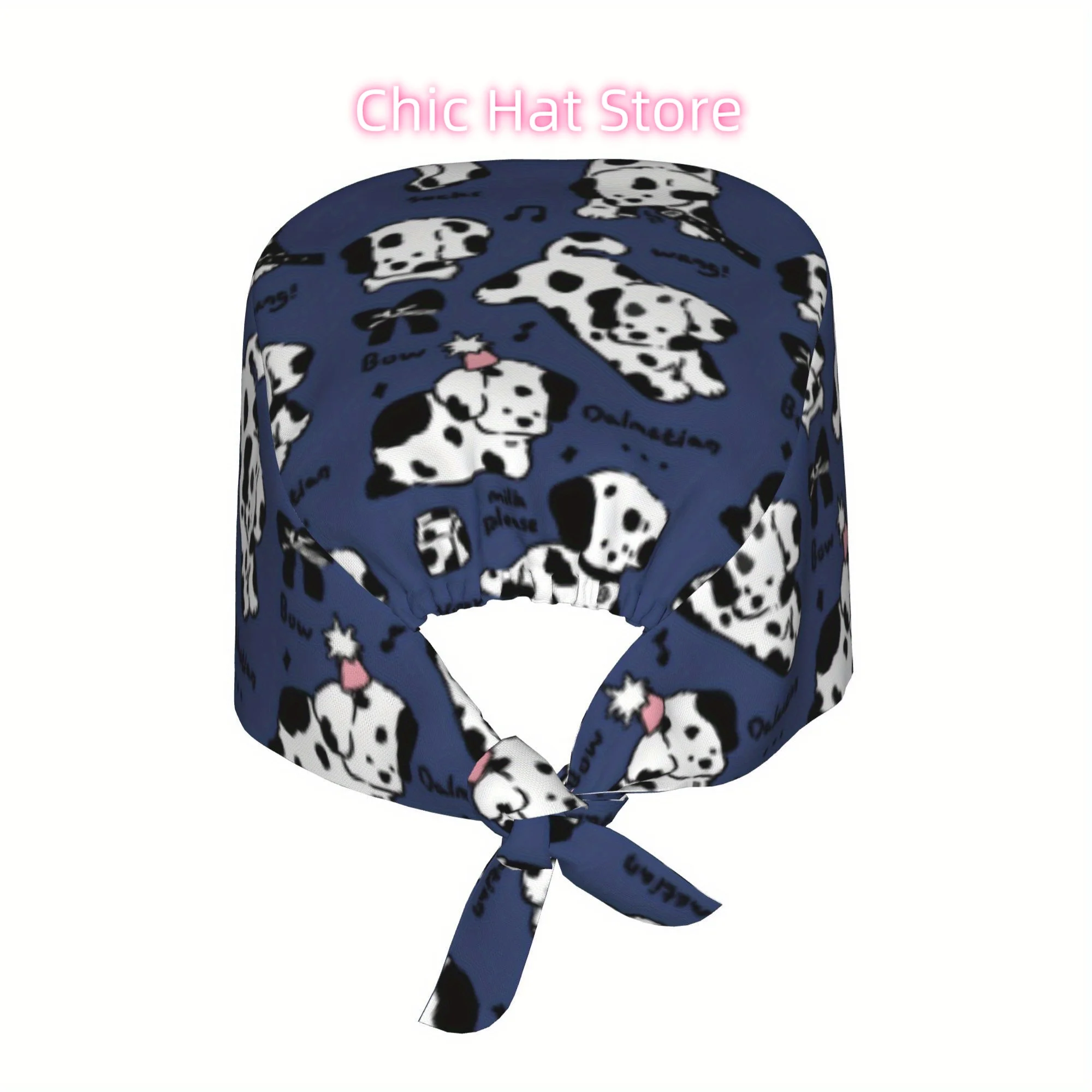 1pc Dog Unisex Stylish Printed Work Cap - Lightweight Adjustable Skull Cap Tie-Back Nurse Hat, Dustproof Chef & Cooking Cap