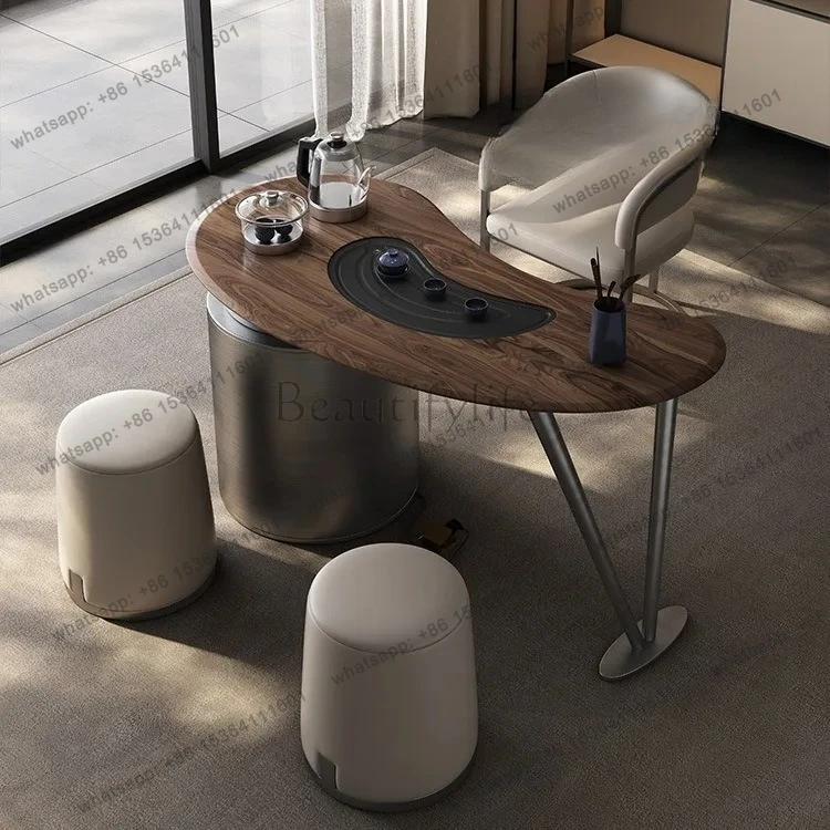 North American black walnut tea table household small tea table integrated solid wood balcony tea table and chair combination