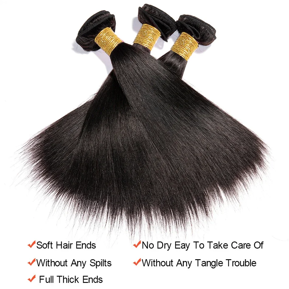Paquetes de Cabello Indio Liso 12A, Cabello Humano Virgen 100%, Paquetes de 1/3/4 Piezas, Extensiones de Cabello Corto Liso para Tejer 4