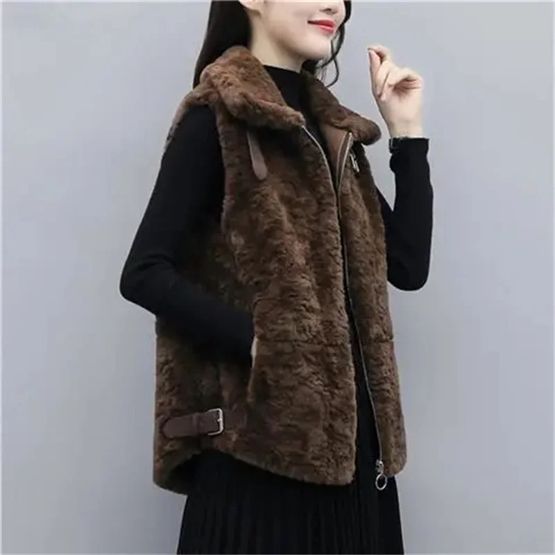 2023 Spring and Autumn New Women\'s Korean Lamb Hair Vest Short Fur One Piece Loose Versatile Vest For Outwear