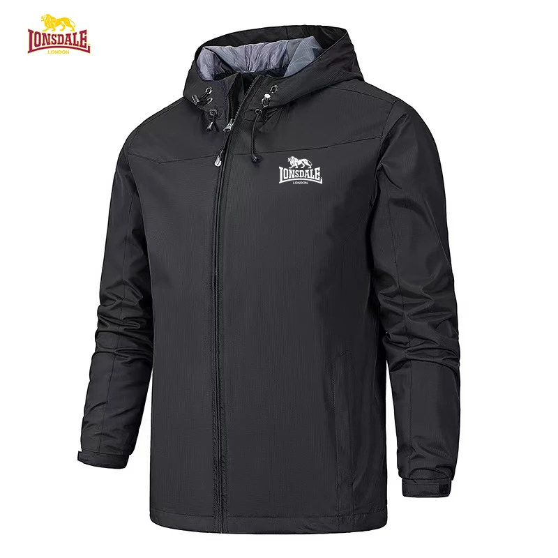 

Men's LONSDALE Rainproof Outdoor Climbing Suit with Hood Fitness Sports Shirt Spring-Autumn Windproof Jacket