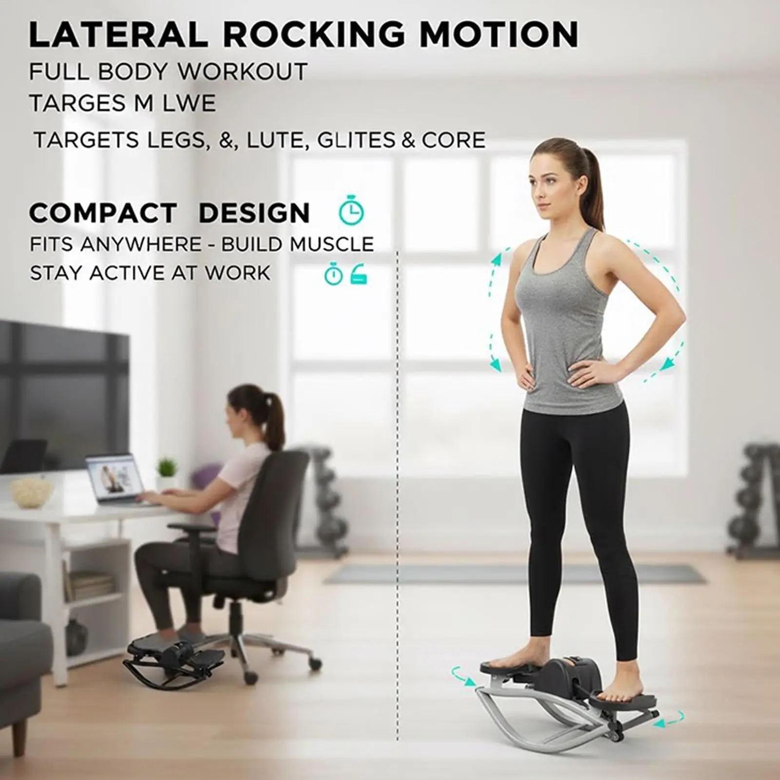 

Rock Stepper Machine Side To Side Legs Glutes Abs Workout Портативная компактная рок-машина Stepper Side To Side For Home Apartment