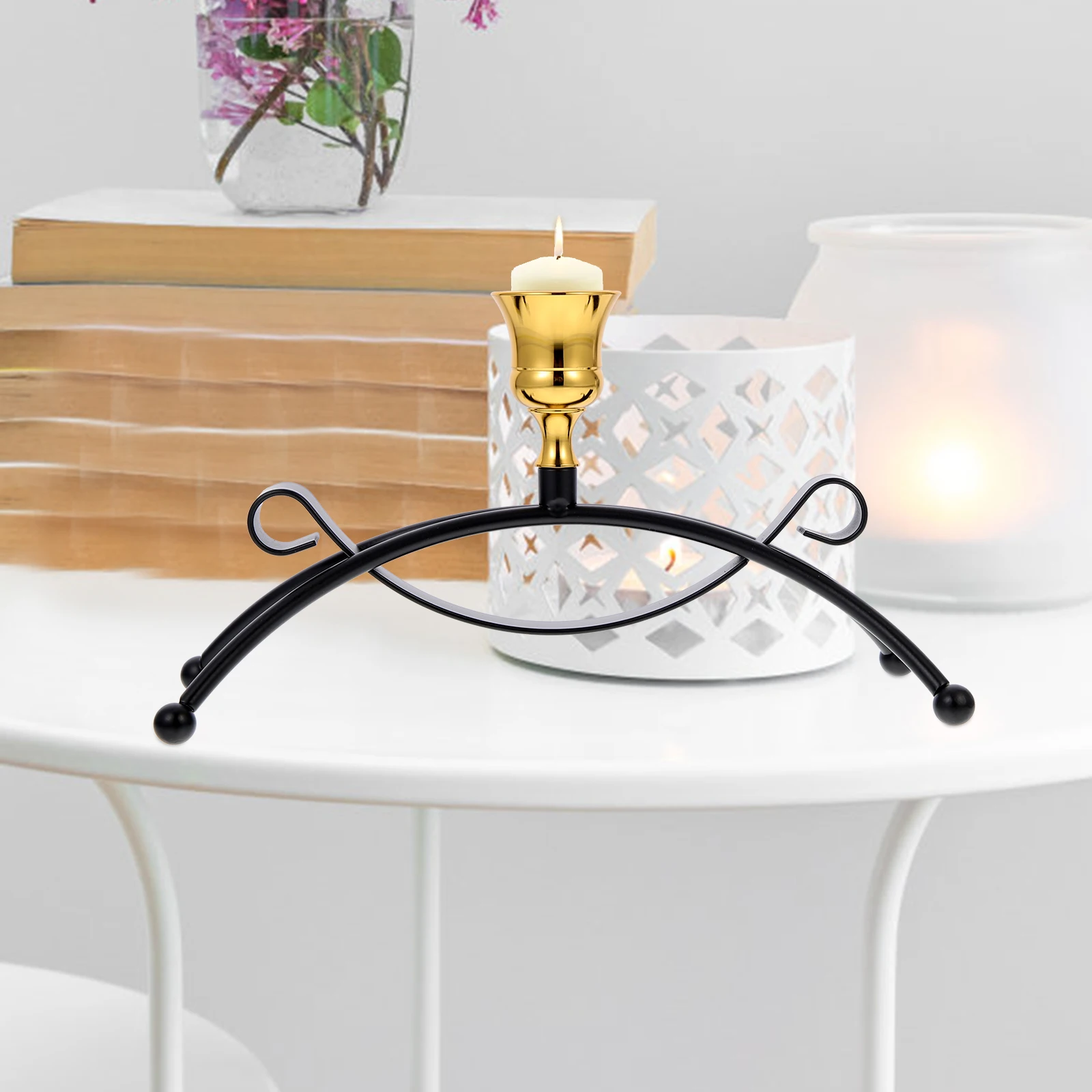 

Retro Iron Stand Holder Vintage Style Wedding Home Decor Stick Practical Wedding Holder Layout