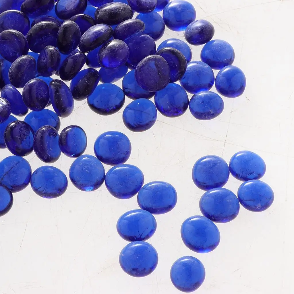 100Pcs Premium Glass Marbles Solid Aquarium Pebbles Vase Filler Crystal Beads Table Scatter Dark Blue