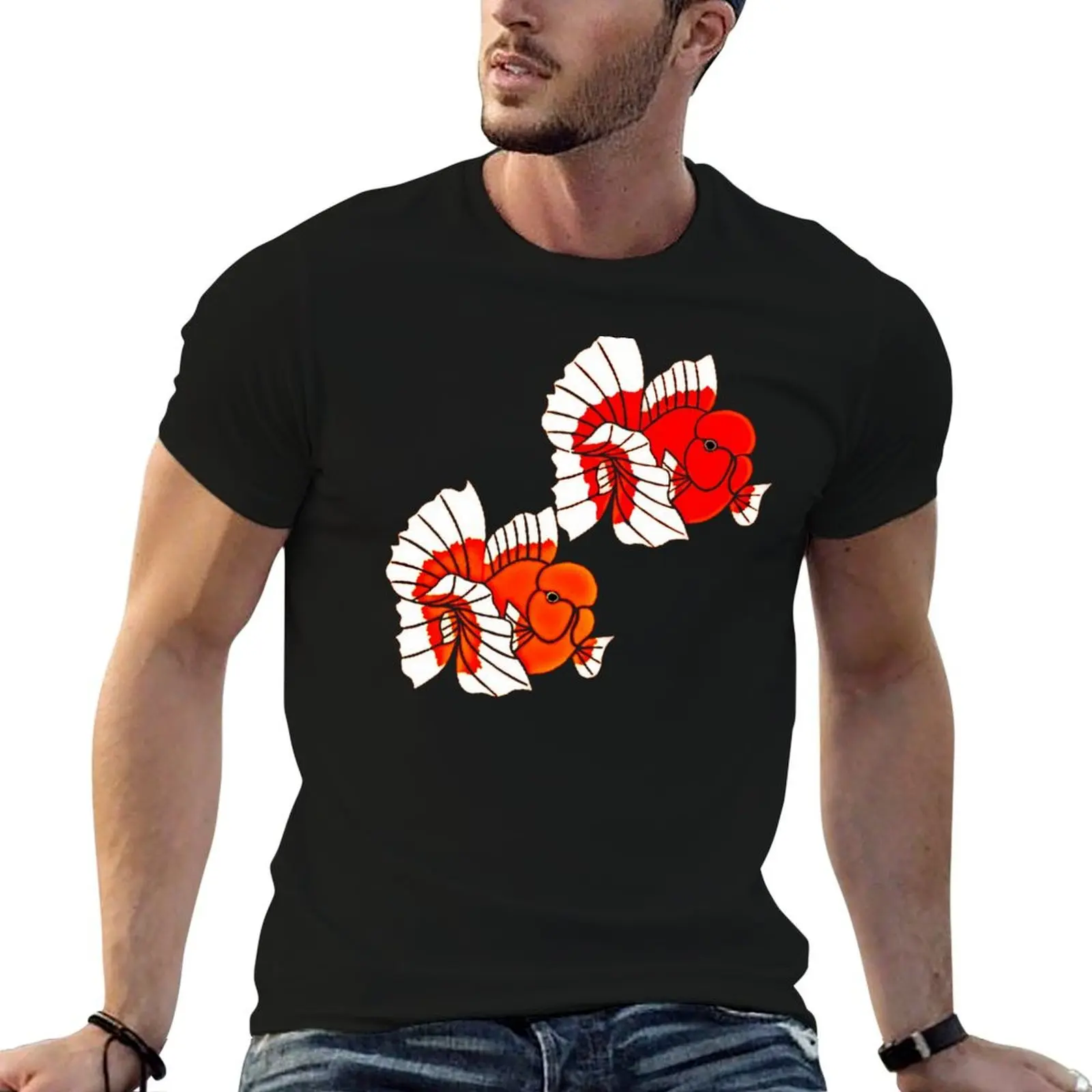 

Goldfish background in Pair t tshirt pack shirts T-Shirt Fancy man man for Oranda black Logo cotton