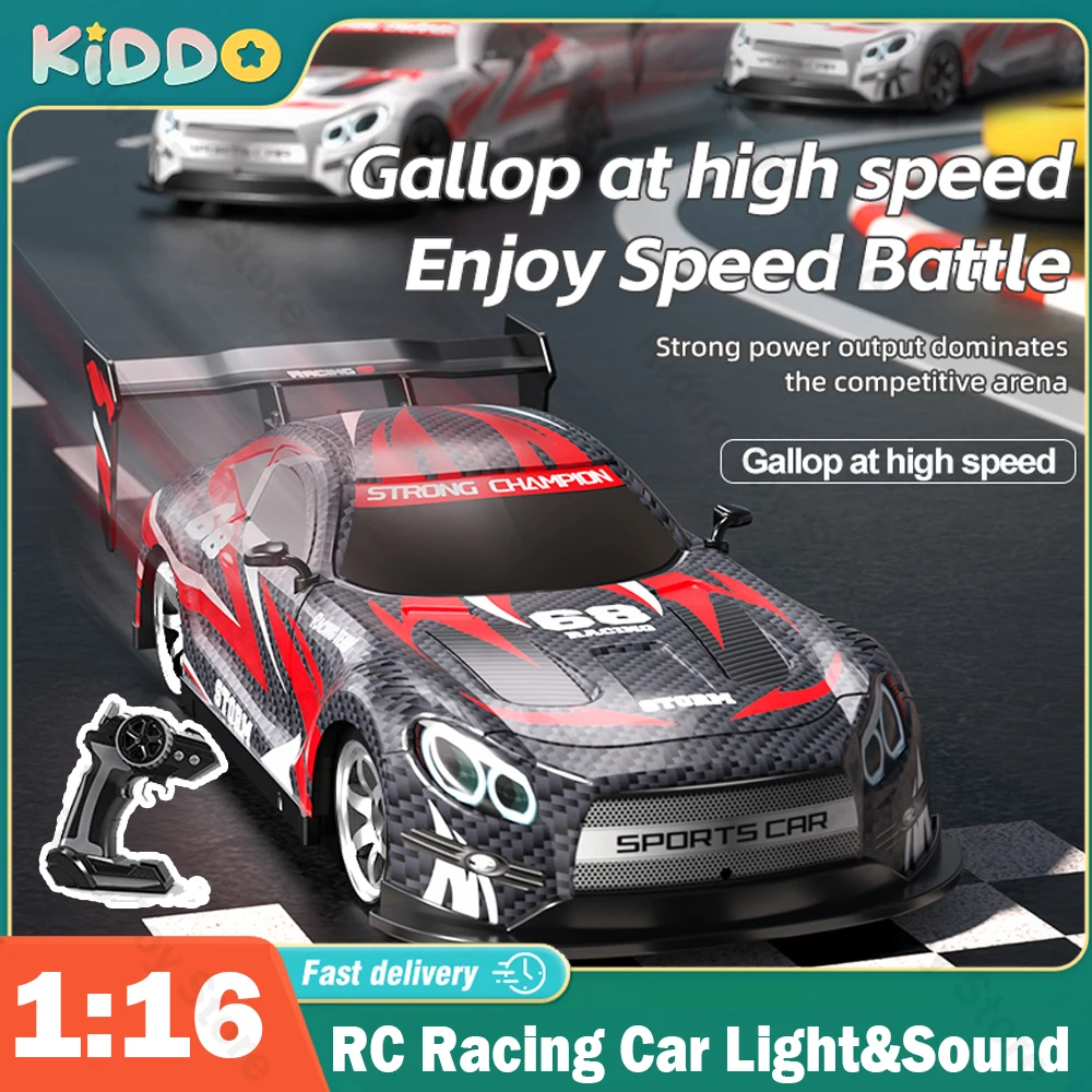 

RC Car 1:16 Remote Control Flat Racing Toy Car High Speed Drift Anti-Collision with Light Sound Climbing Competition Boys Gifts