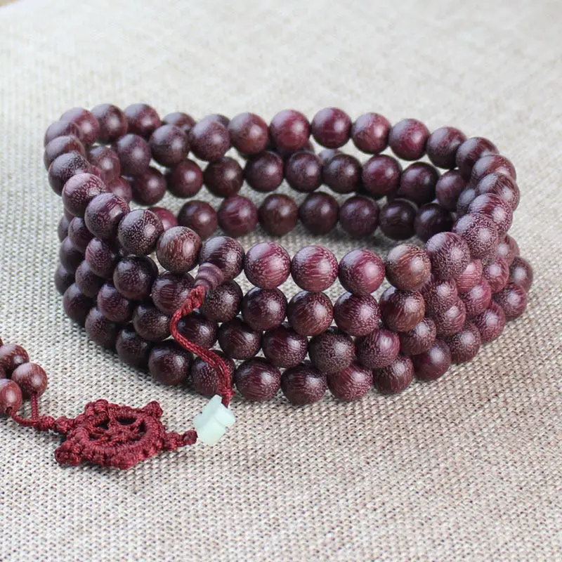Brazilian Violet Bracelet Rosewood Purple Heart Wood 108 Beads Purple Redwood Prayer Beads Bracelet Gifts