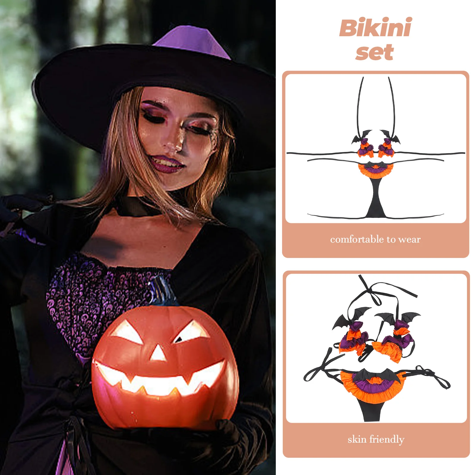 

1 комплект бикини на Хэллоуин, кружевной купальник, женский купальный костюм, удобный стильный пляжный курортный костюм для вечеринки