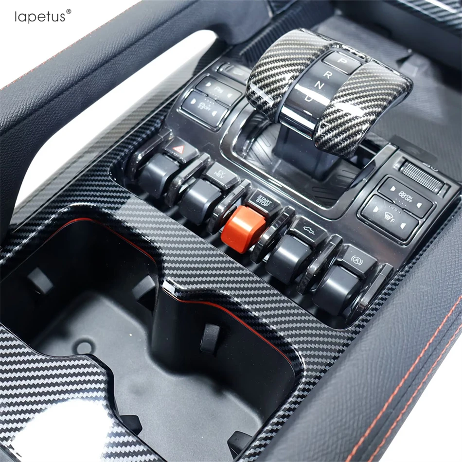 

Carbon Fiber Central Control Shift Gear Panel Water Cup Frame Decoration Cover Trim Interior Accessories For BYD SHARK 2024 2025